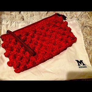 M Missoni Red Raffia Bag Crochet Handmade